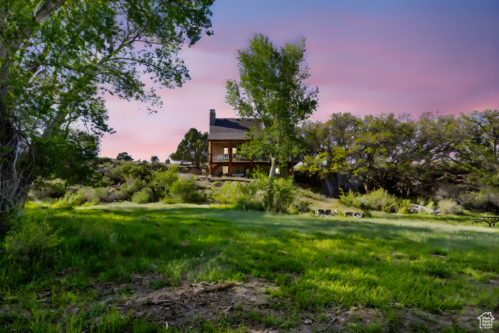 View of yard at dusk