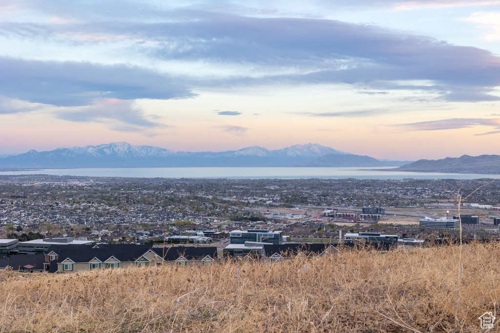 View of mountain background with a nearby body of water