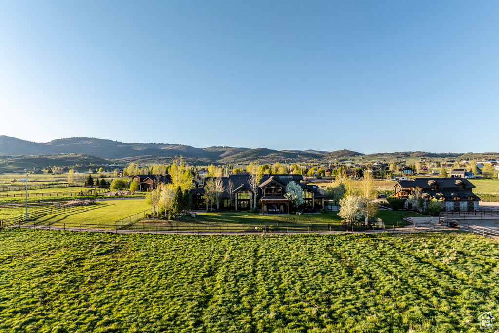 View of mountain background with nearby suburban area