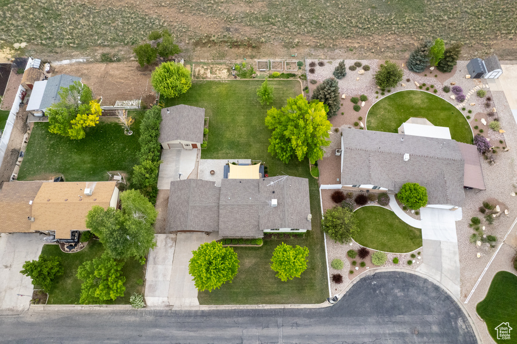 Aerial perspective of suburban area