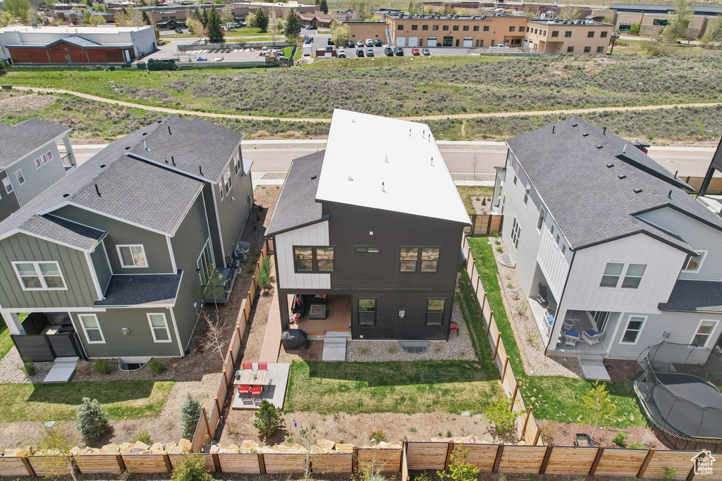 Aerial perspective of suburban area
