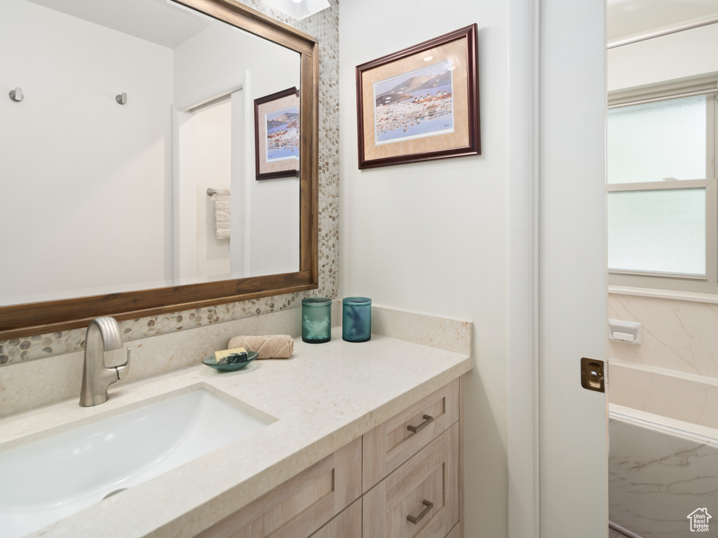 Bathroom featuring vanity