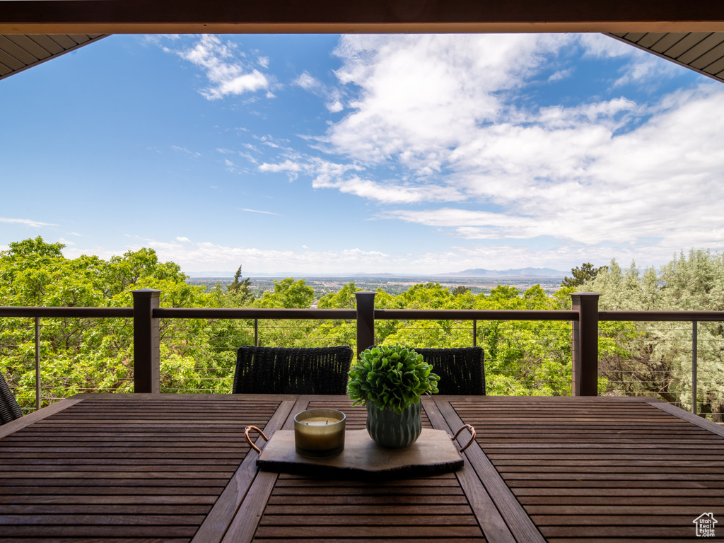 Wooden terrace with outdoor dining area