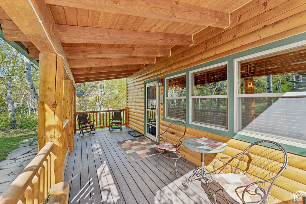 View of wooden deck