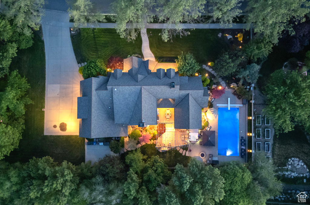 View of aerial view at twilight