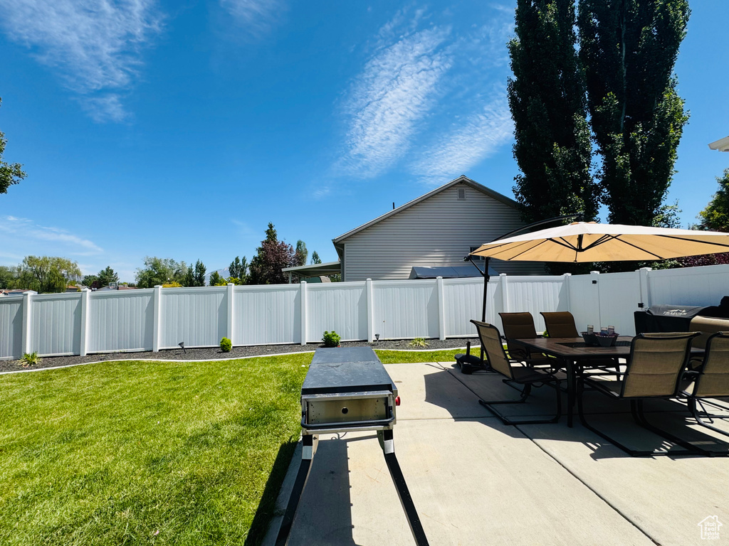 View of patio featuring outdoor dining space