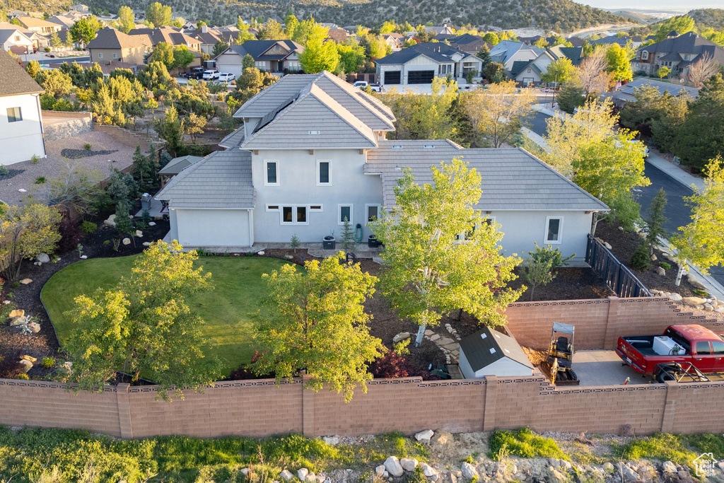 Aerial perspective of suburban area