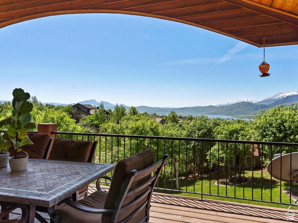 Balcony with a mountain view
