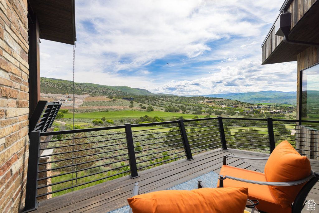 Balcony with a mountain view