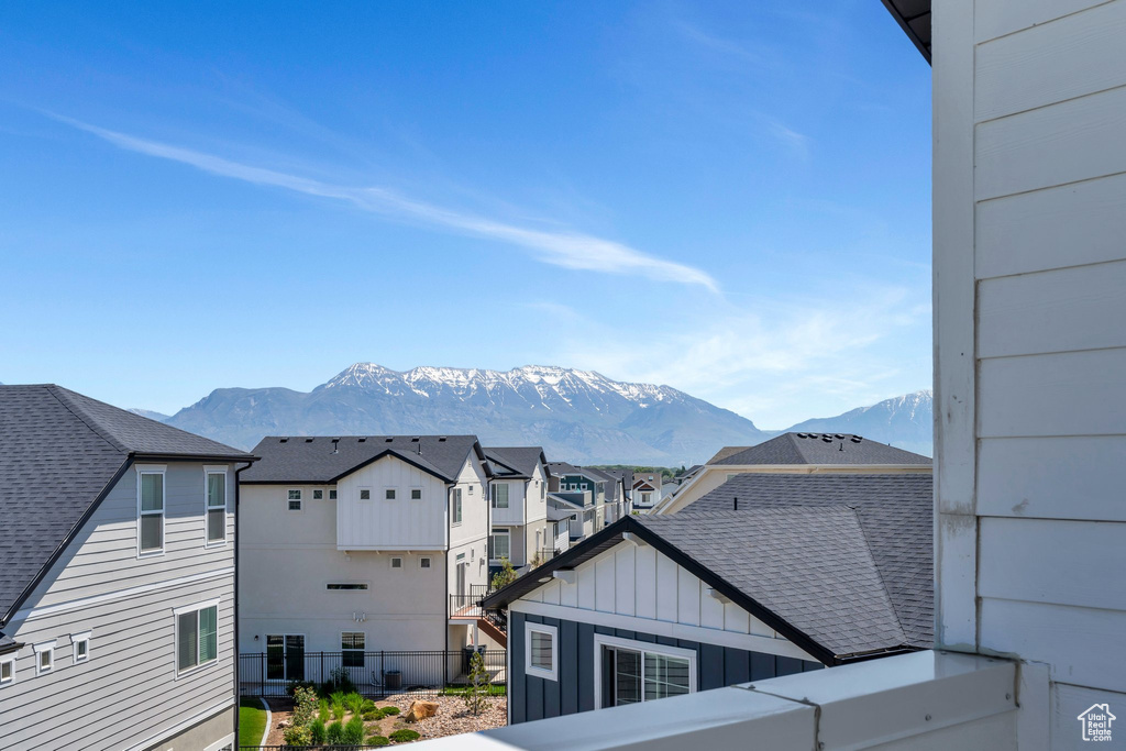 View of mountain background with nearby suburban area