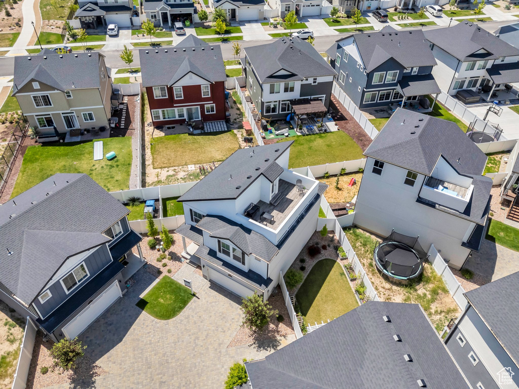 Aerial perspective of suburban area
