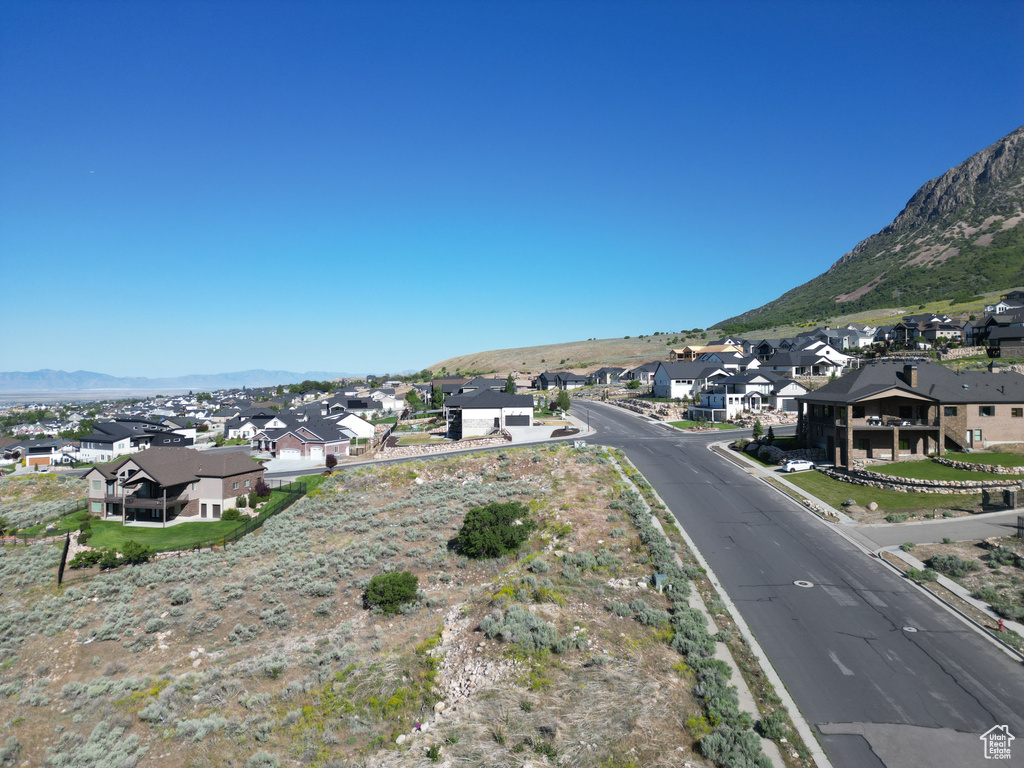 View of mountain backdrop with nearby suburban area