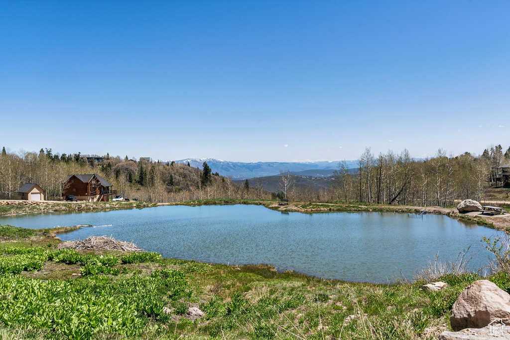 Water view with a mountainous background