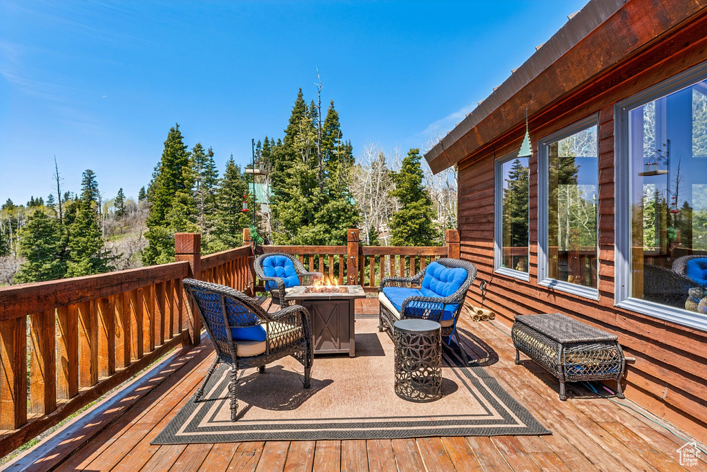 Deck with a fire pit