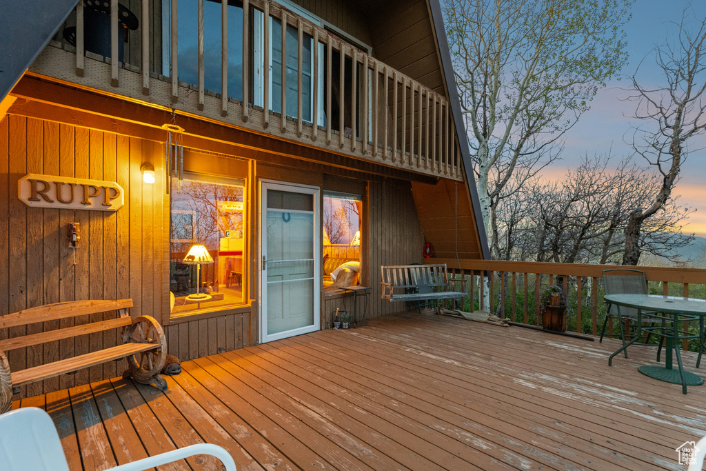 View of deck at dusk