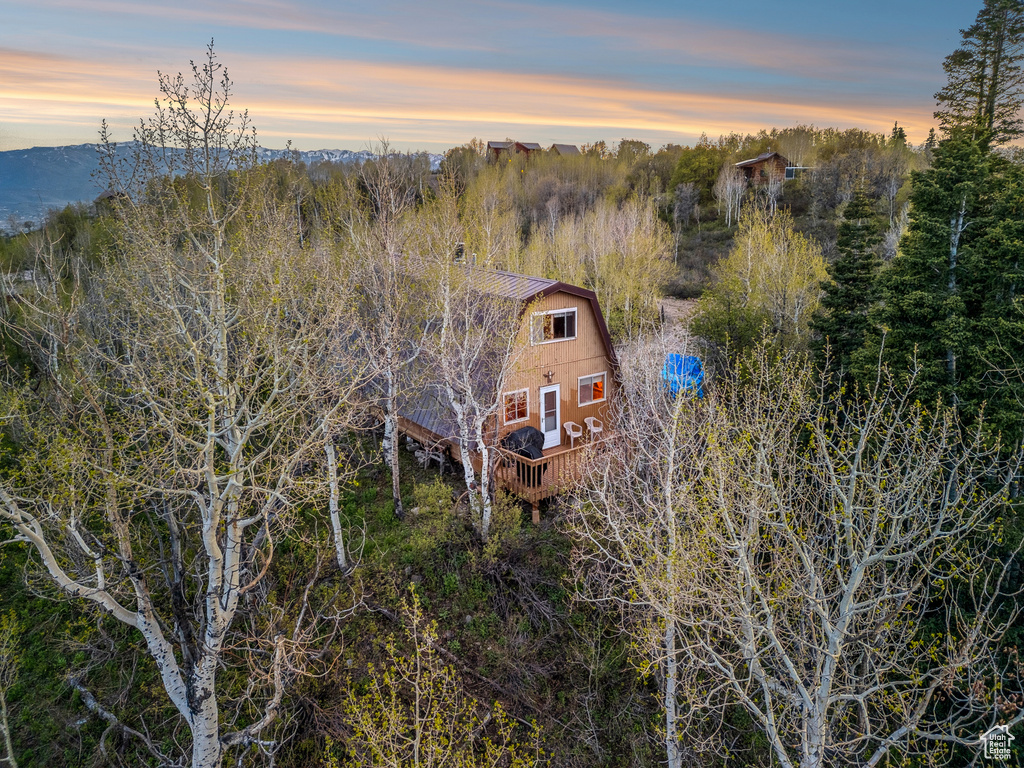 View of aerial view at dusk