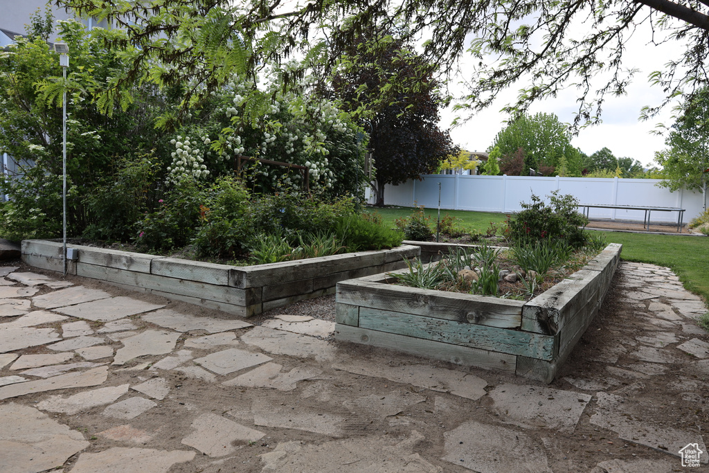 View of patio / terrace featuring a garden