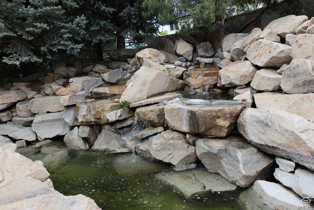 Exterior view of a garden pond