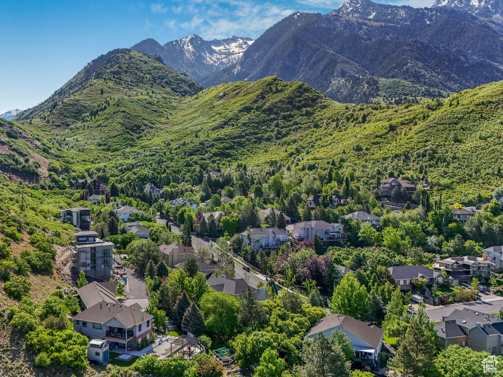 Mountain view featuring nearby suburban area