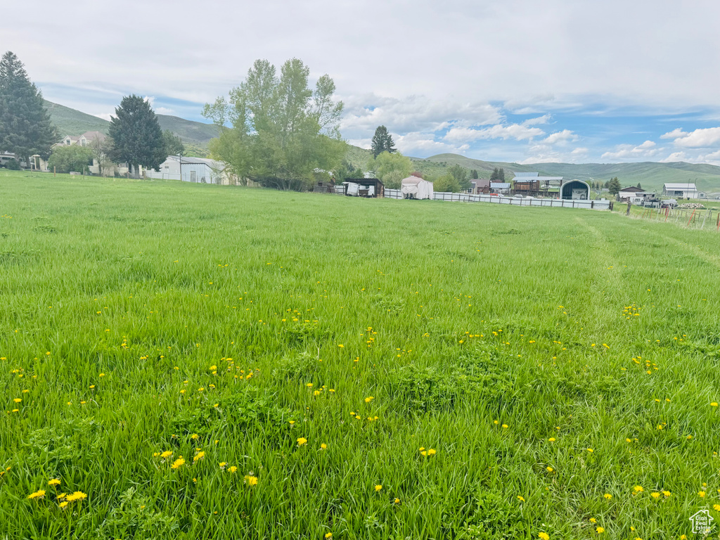 View of yard with a mountain view and a view of countryside
