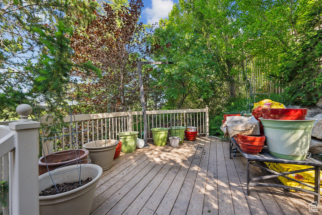 View of wooden deck