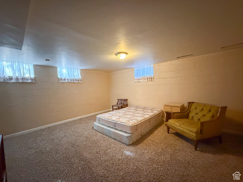 Bedroom featuring carpet