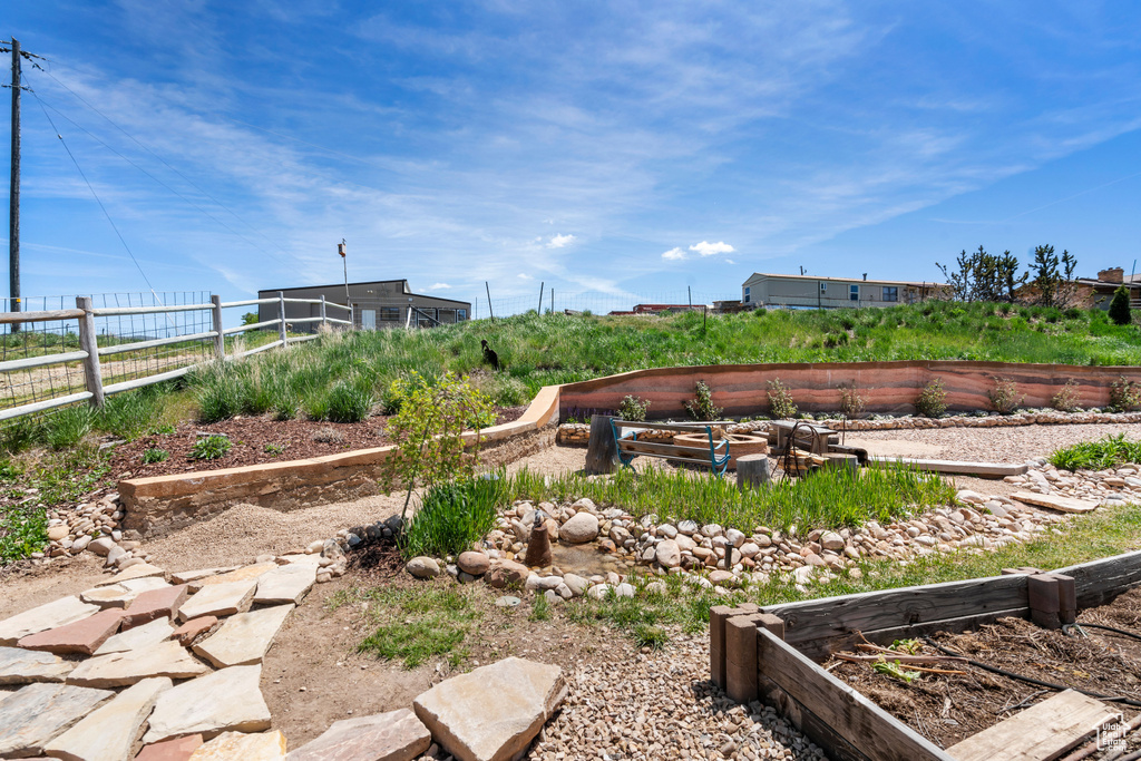 View of yard featuring a vegetable garden