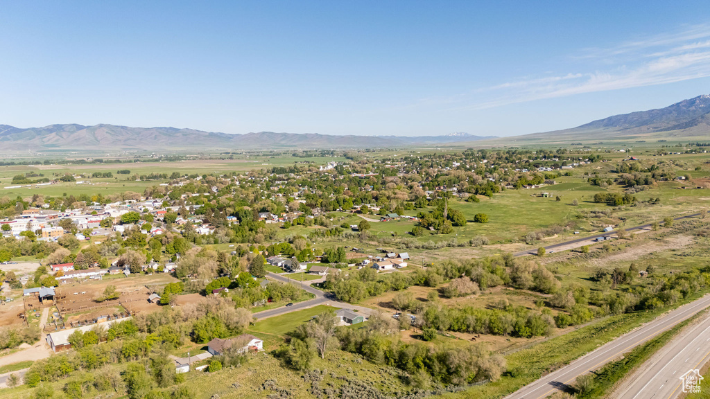 Aerial view of a mountain backdrop
