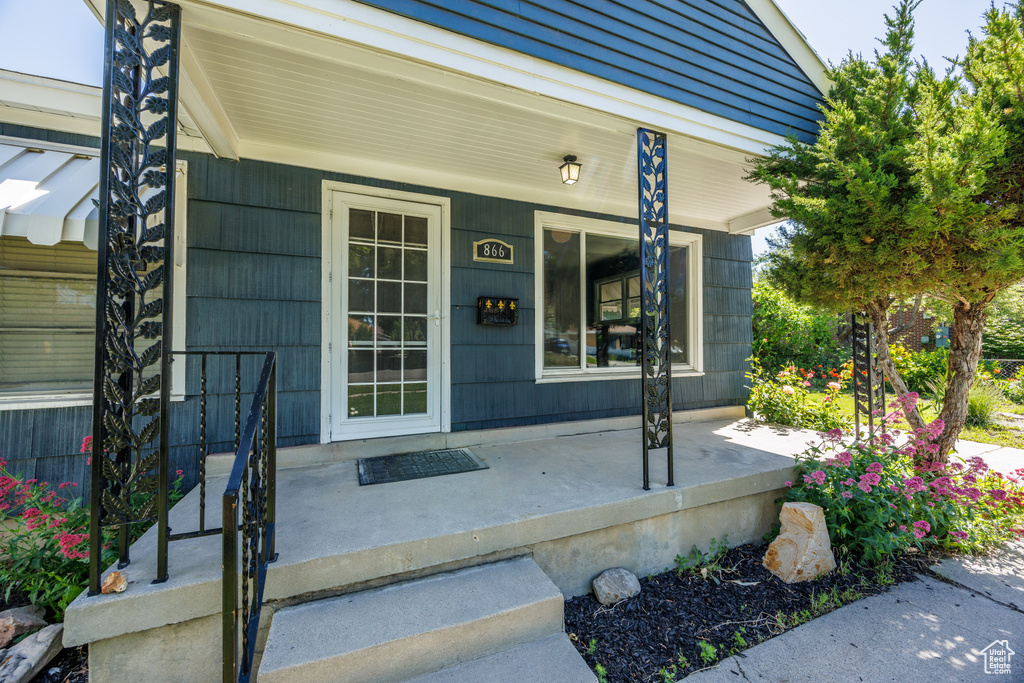 Entrance to property with a porch