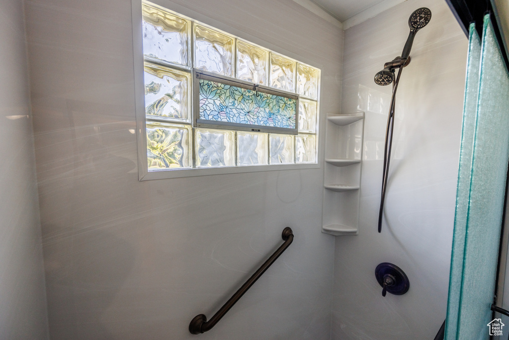 Bathroom view of a shower