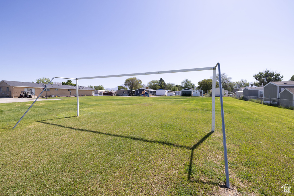 View of yard with a residential view