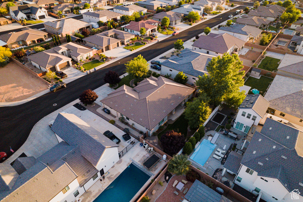 Aerial perspective of suburban area