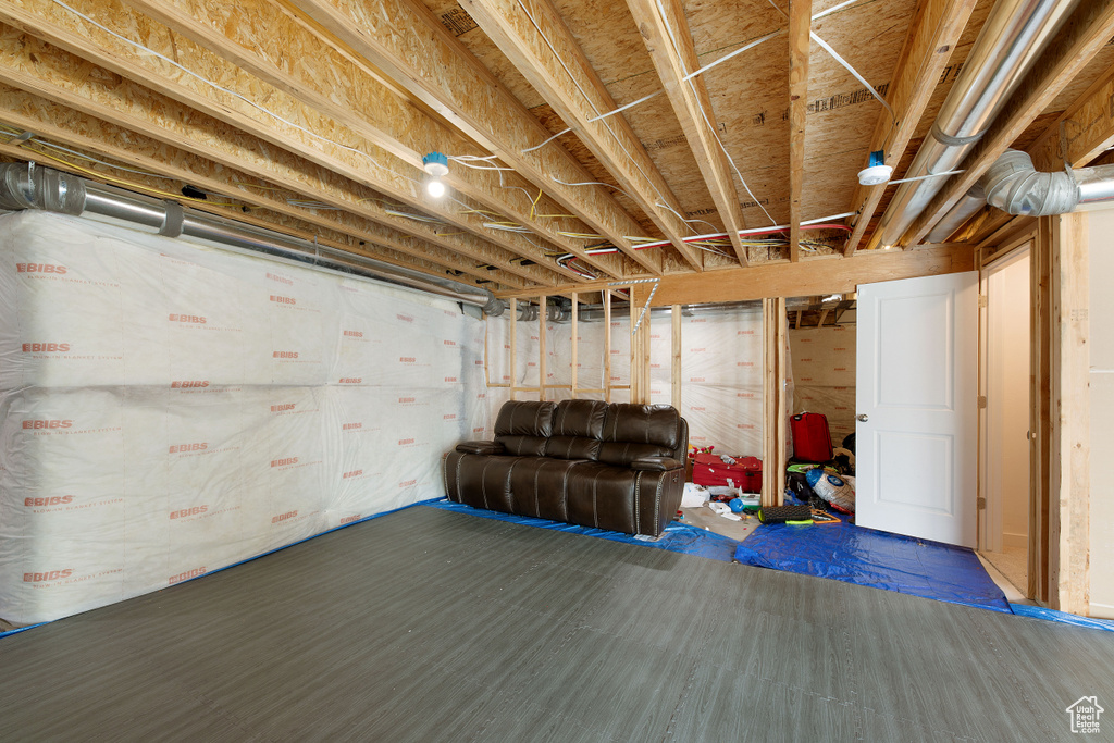 View of unfinished basement