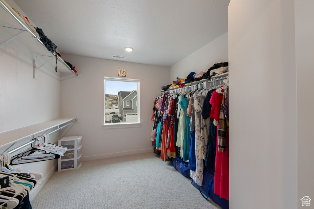 Walk in closet featuring carpet