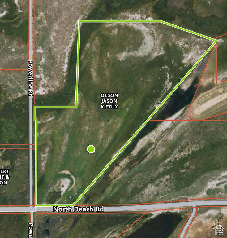 Aerial view of property's location with property boundaries highlighted