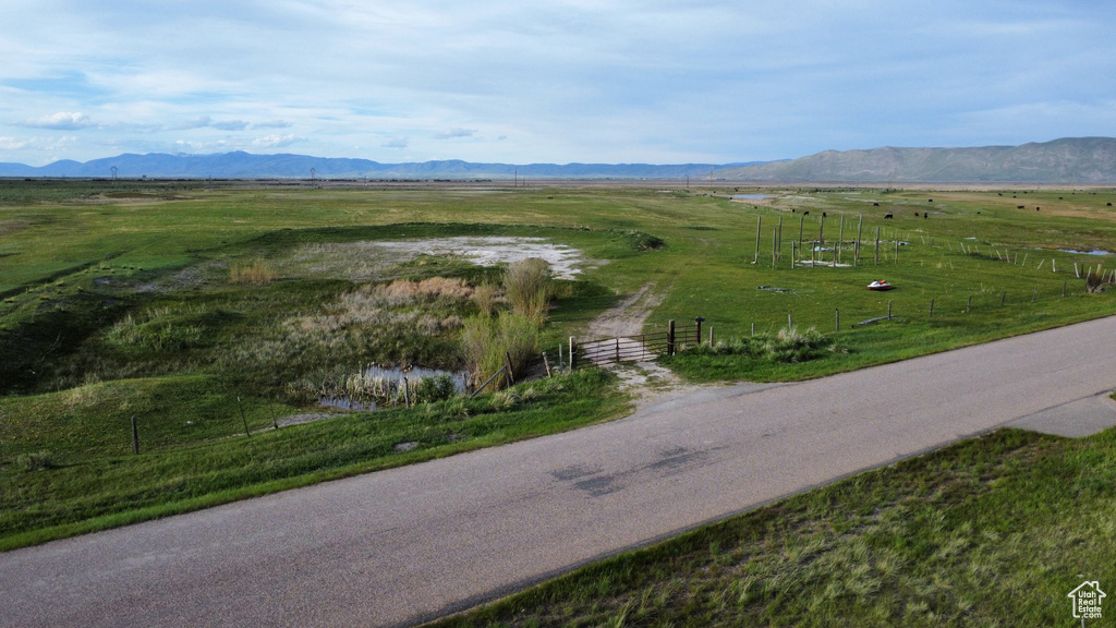 View of mountain background with rural landscape and a pastoral area