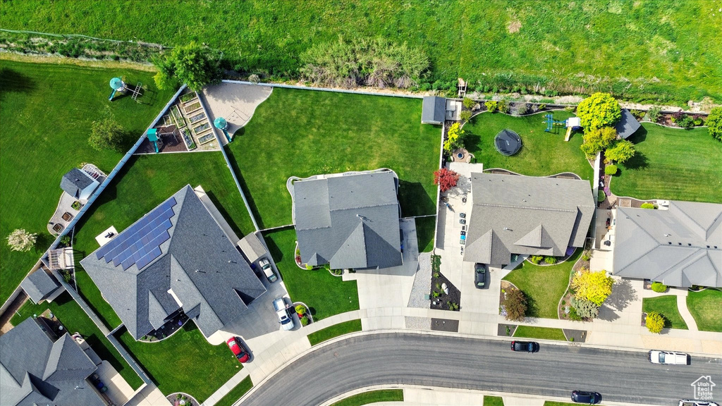Aerial perspective of suburban area