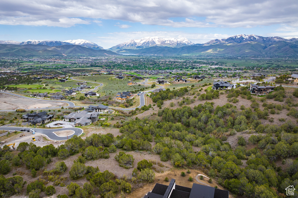 Aerial view of a mountain backdrop