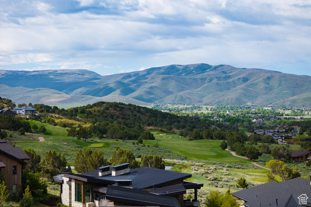 View of mountain background with a golf club