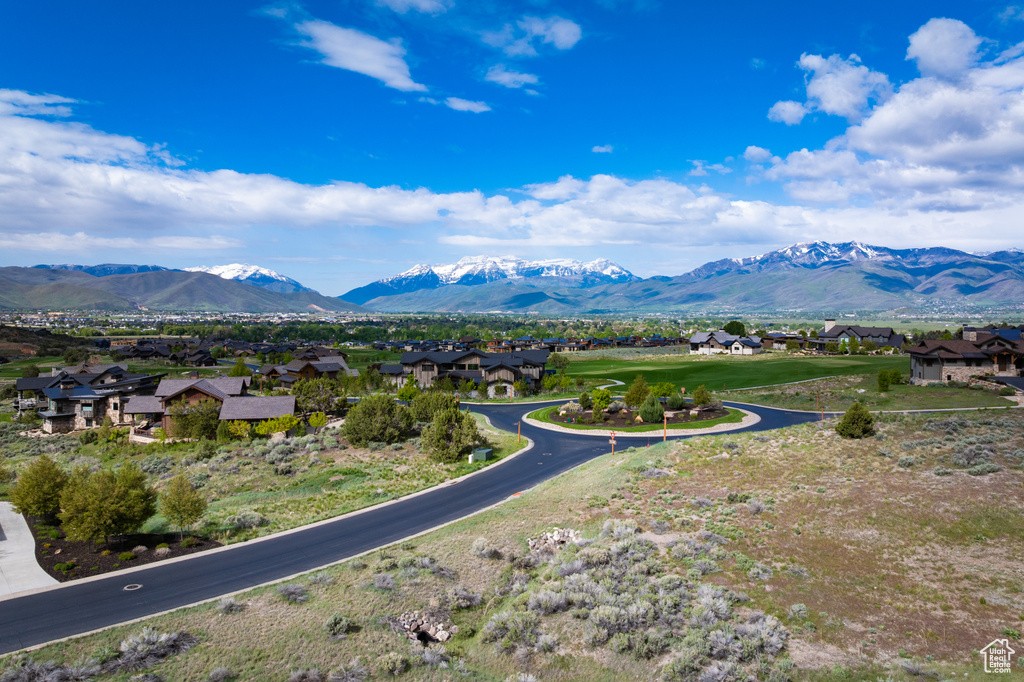 View of mountain background with nearby suburban area