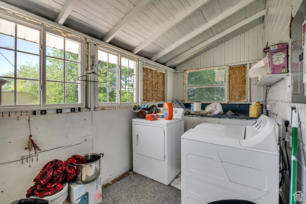 Laundry room with washer and dryer