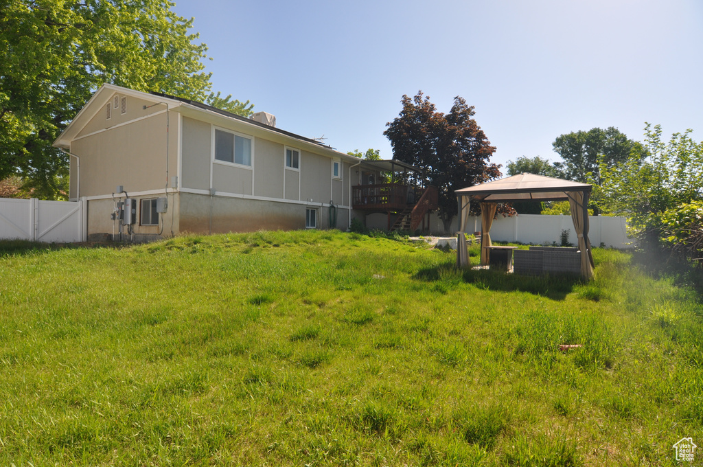 View of yard featuring a gazebo
