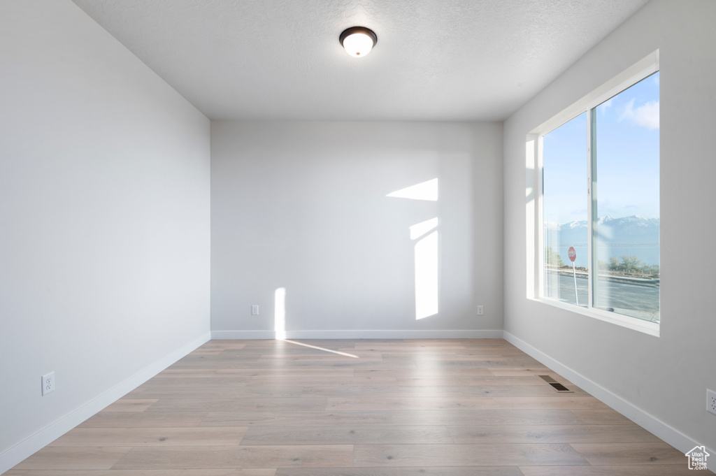 Spare room with light wood finished floors and baseboards