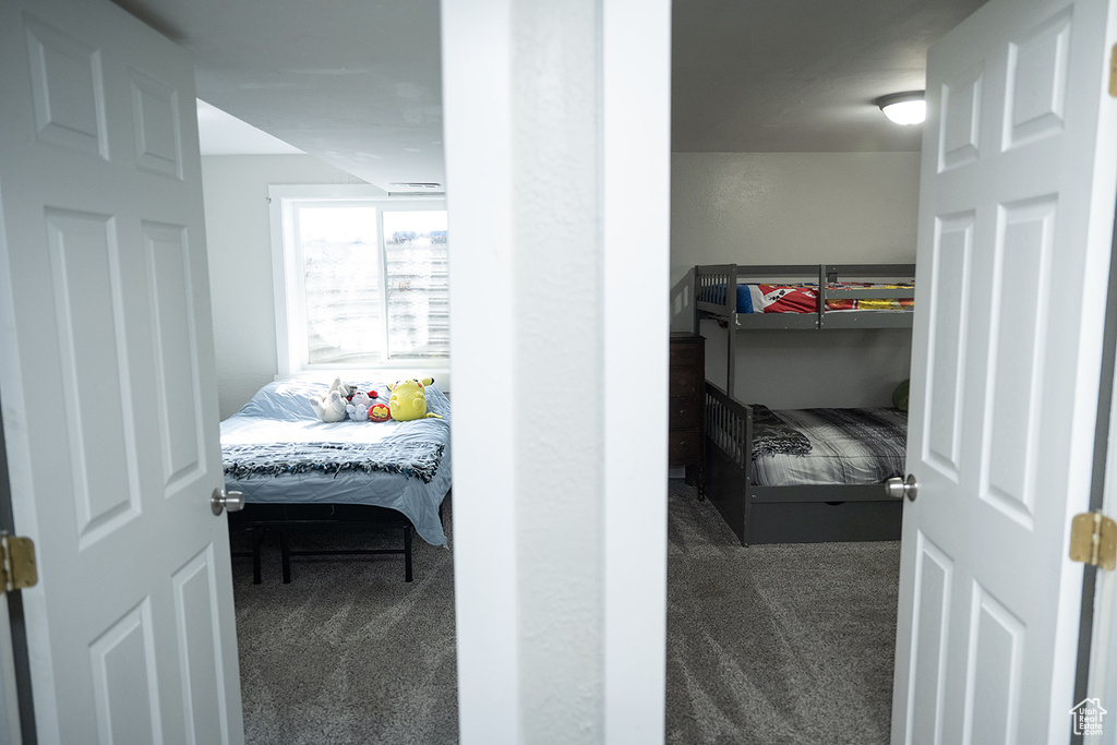 Bedroom with carpet floors