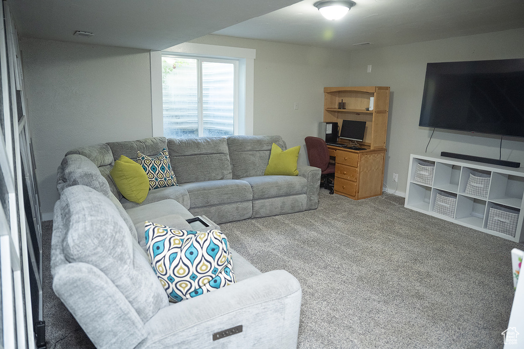 View of carpeted living room