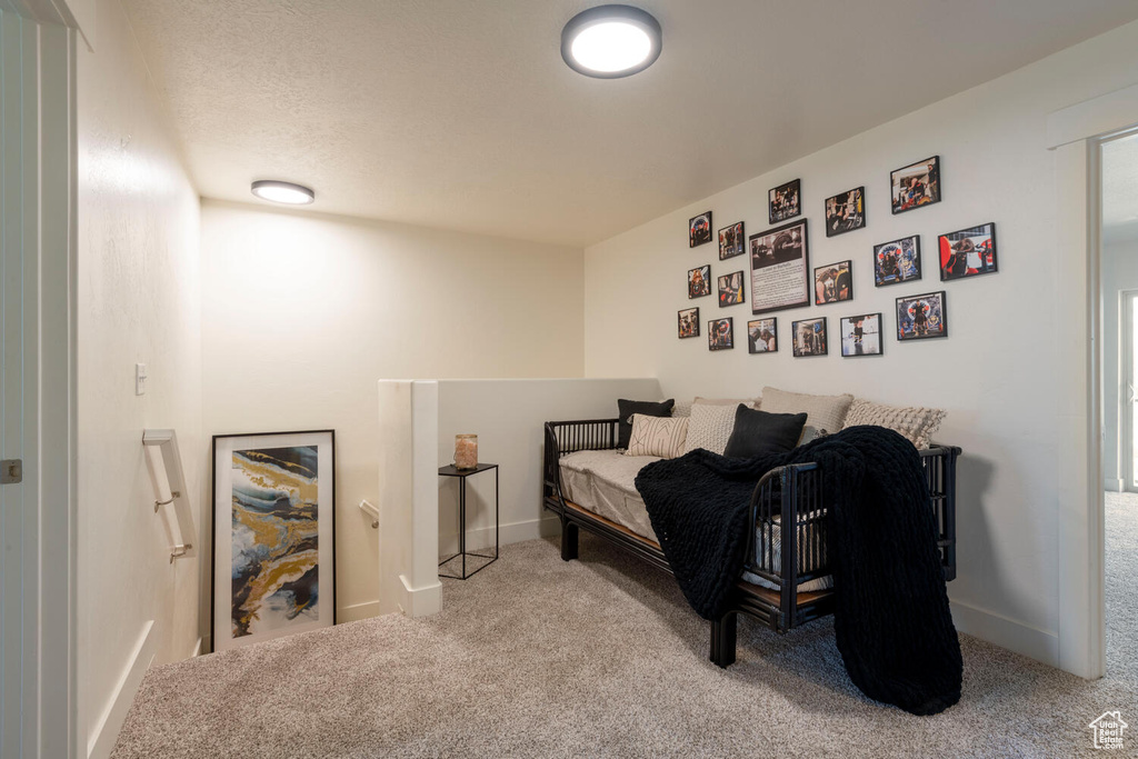 Carpeted bedroom with baseboards