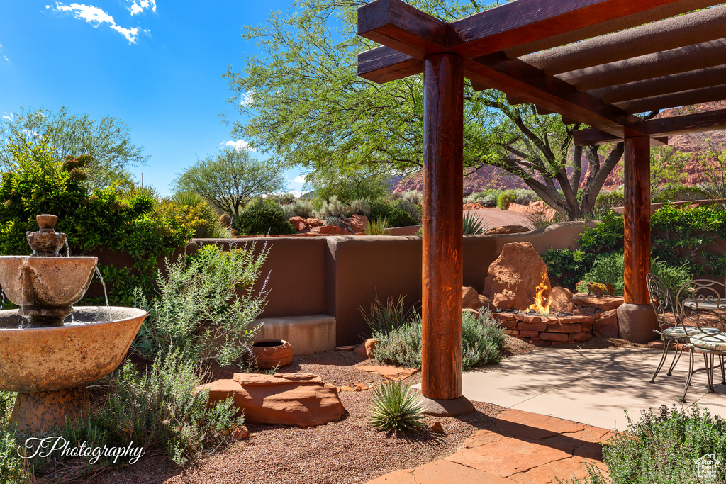 View of patio / terrace featuring a pergola