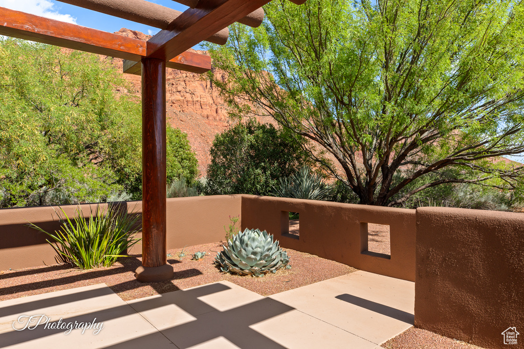 View of patio / terrace with a pergola