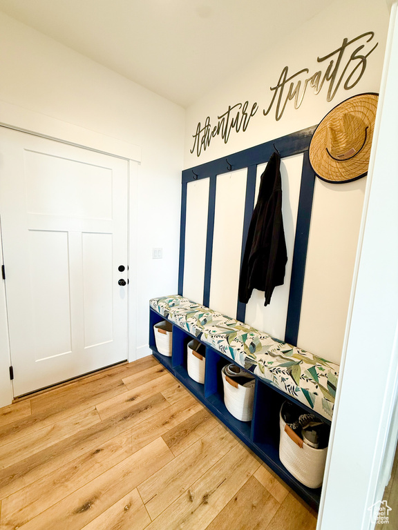 Mudroom with wood finished floors