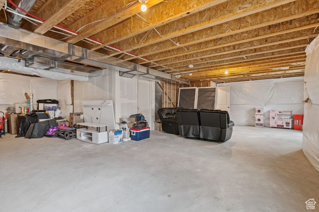 View of unfinished basement
